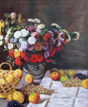 鲜花和水果_油画_欧式油画_欧式餐厅油画_装饰画