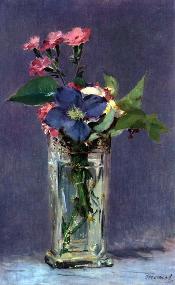 水晶花瓶里的康乃馨和威灵仙 油画 欧式油画 手绘油画 欧式 装饰画