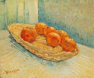 篮子里的六个橙子 油画 油画 手绘 手绘油画 装饰画