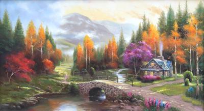 秋天里的童话 油画 油画 客厅 手绘 装饰画
