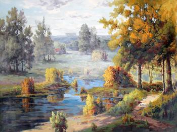 清晨时的山林 油画 欧式油画 欧式风景油画 装饰画