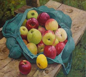 苹果 油画 油画 手绘 手绘油画 装饰画