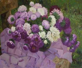 紫菀 油画 油画 手绘 油画 客厅 装饰画