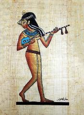 一位跳舞的音乐家 纸莎草纸 埃及纸莎草纸画