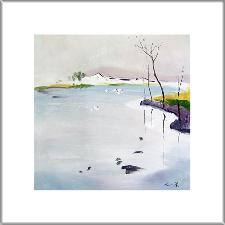 天上的湖水 油画 风景画 油画 客厅 现代 装饰画