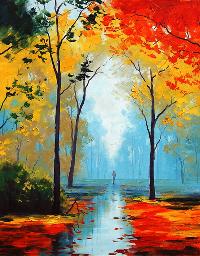 秋季漫步 油画 油画 手绘 手绘油画 装饰画