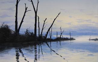 平静的湖面 油画 油画 手绘 手绘油画 装饰画