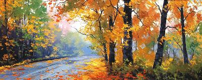 秋天的树林 油画 油画 手绘 手绘油画 装饰画
