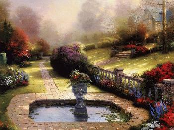 秋天花园 油画 油画 手绘 手绘油画 装饰画