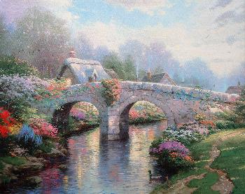 开满鲜花的桥 油画 油画 手绘 手绘油画 装饰画