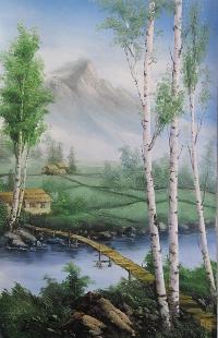 春季风景 油画 油画 手绘 油画 客厅 装饰画