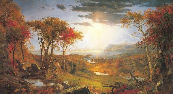 秋季的哈德逊河 油画 欧式油画 欧式风景油画 装饰画