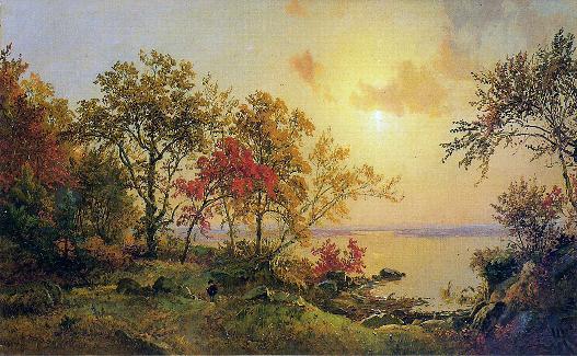 格林伍德湖畔秋季的景色 油画 油画 手绘 手绘油画 装饰画