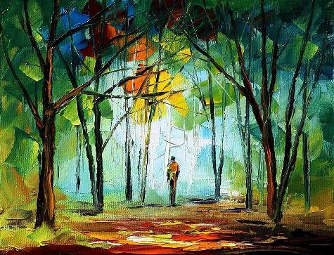 早晨的树林 油画 油画 手绘 手绘油画 装饰画