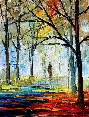 秋天的雾 油画 油画 手绘 手绘油画 装饰画