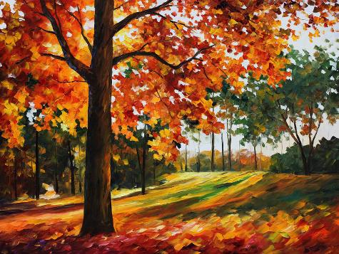 秋天的大树 油画 油画 客厅 现代 装饰画