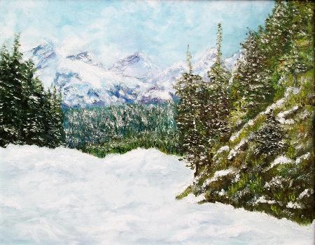 冬季的山川 油画 油画 手绘 手绘油画 装饰画