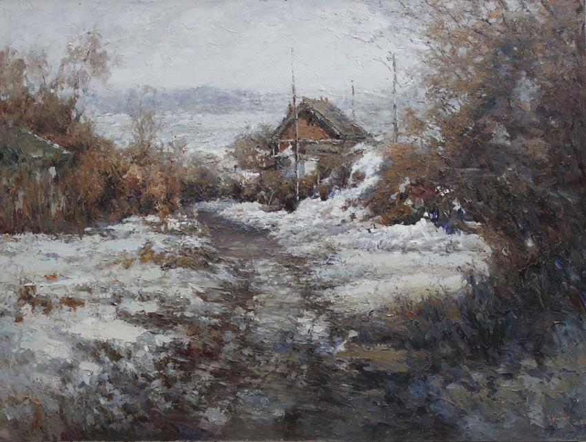 冬季家园系列3_油画_油画收藏_张青_高档油画