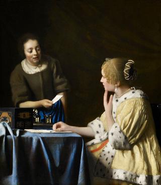 年轻女子和她的仆人_油画_欧式油画_欧式人物油画_装饰画