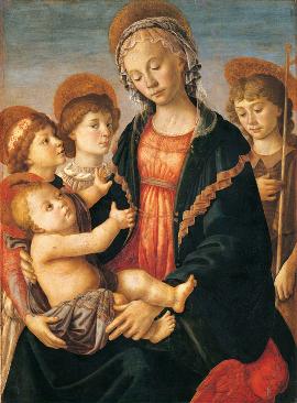 圣母子与两位天使_油画_欧式油画_欧式人物油画_装饰画