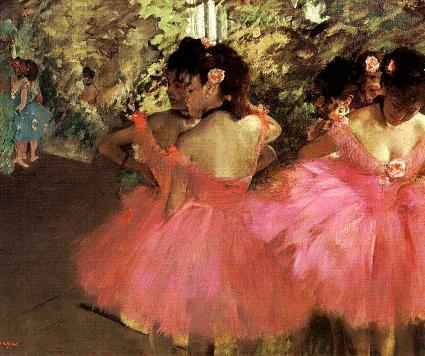 玫瑰花丛中的芭蕾舞女们_油画_欧式油画_欧式人物油画