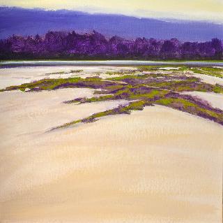 河和沙丘 手绘油画