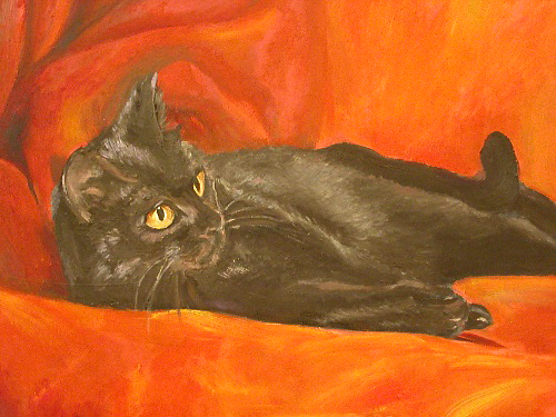 猫3油画 手绘油画