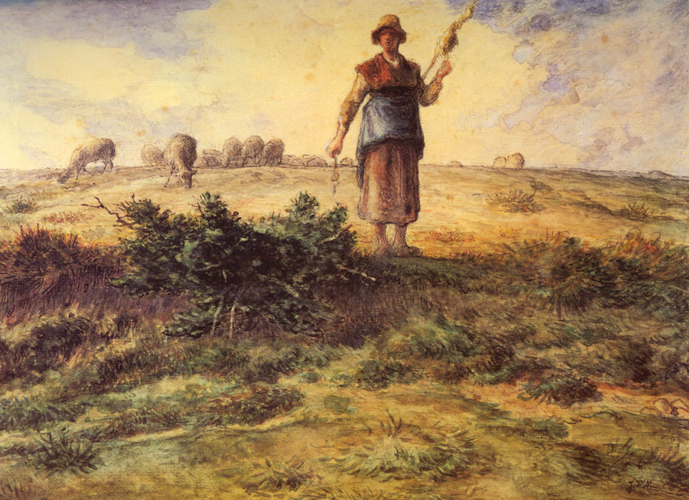 牧羊女和她的羊群油画