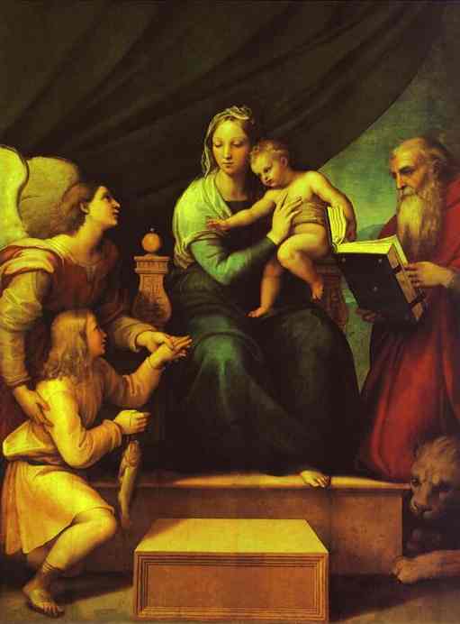 圣母和鱼 手绘油画